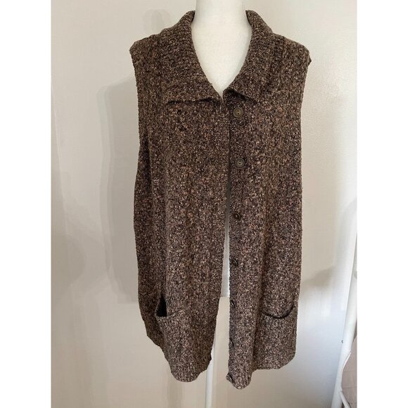 EUC CJ Banks Womens Sleeveless Knit Cardigan Sweater Button Front Pockets - Picture 1 of 6